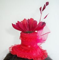 Mini red top hat fascinator